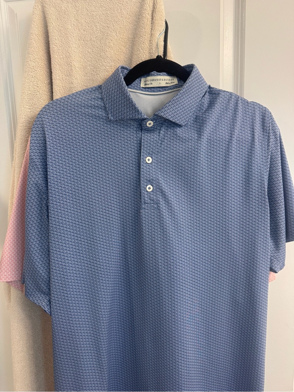 Holderness and Bourne Tour Visor Men's Blue Textured Polo Shirt